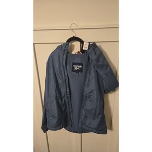 Reebok Mineral Blue Full-Zip Fleece Lined Hooded Windbreaker Jacket